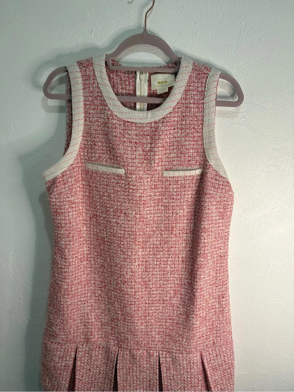 Maeve Sleeveless Tweed Pleated Mini Dress - Picture 2 of 9